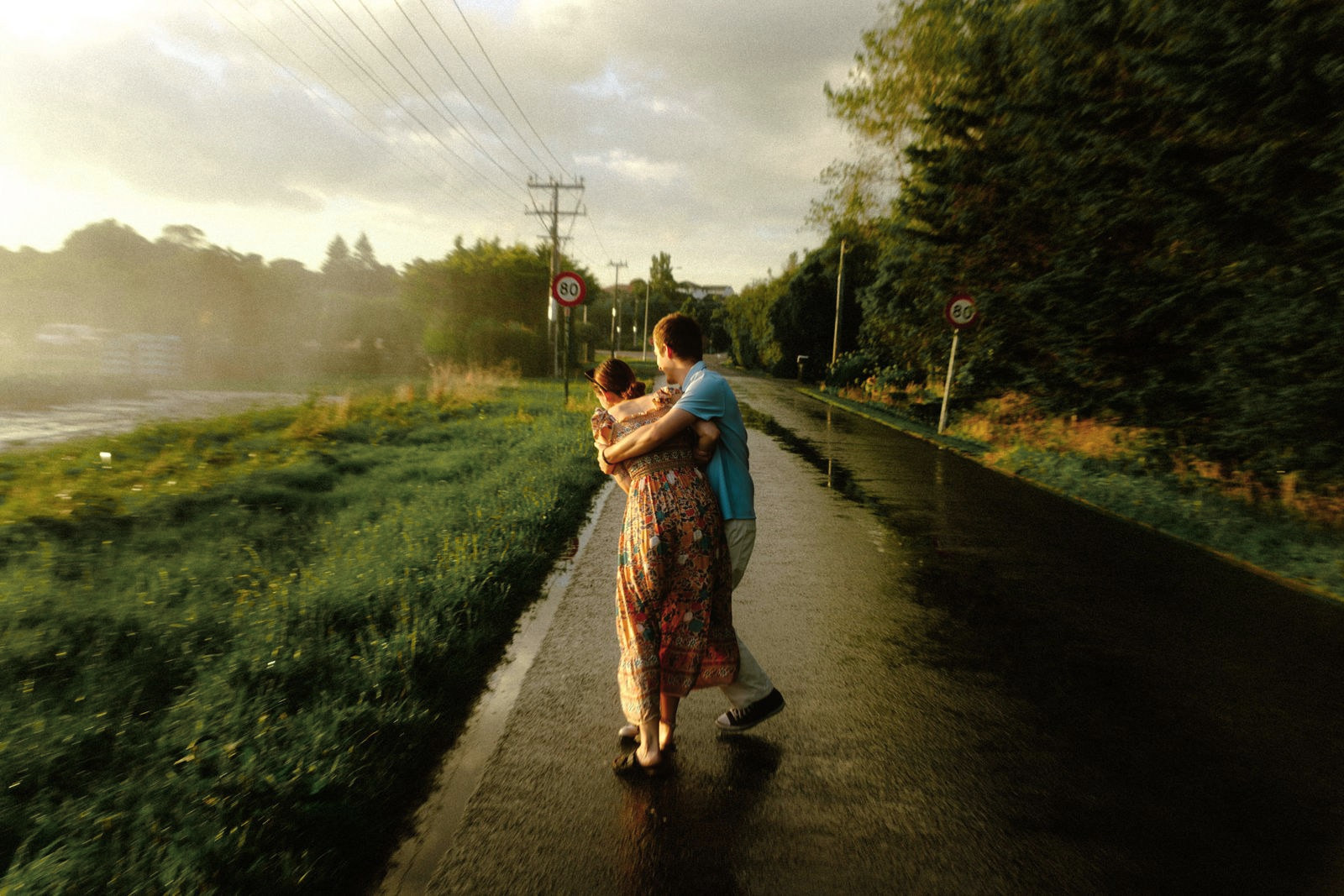 Golden-hour engagement portrait