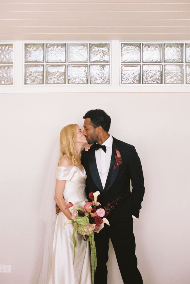35mm film photograph of a first kiss