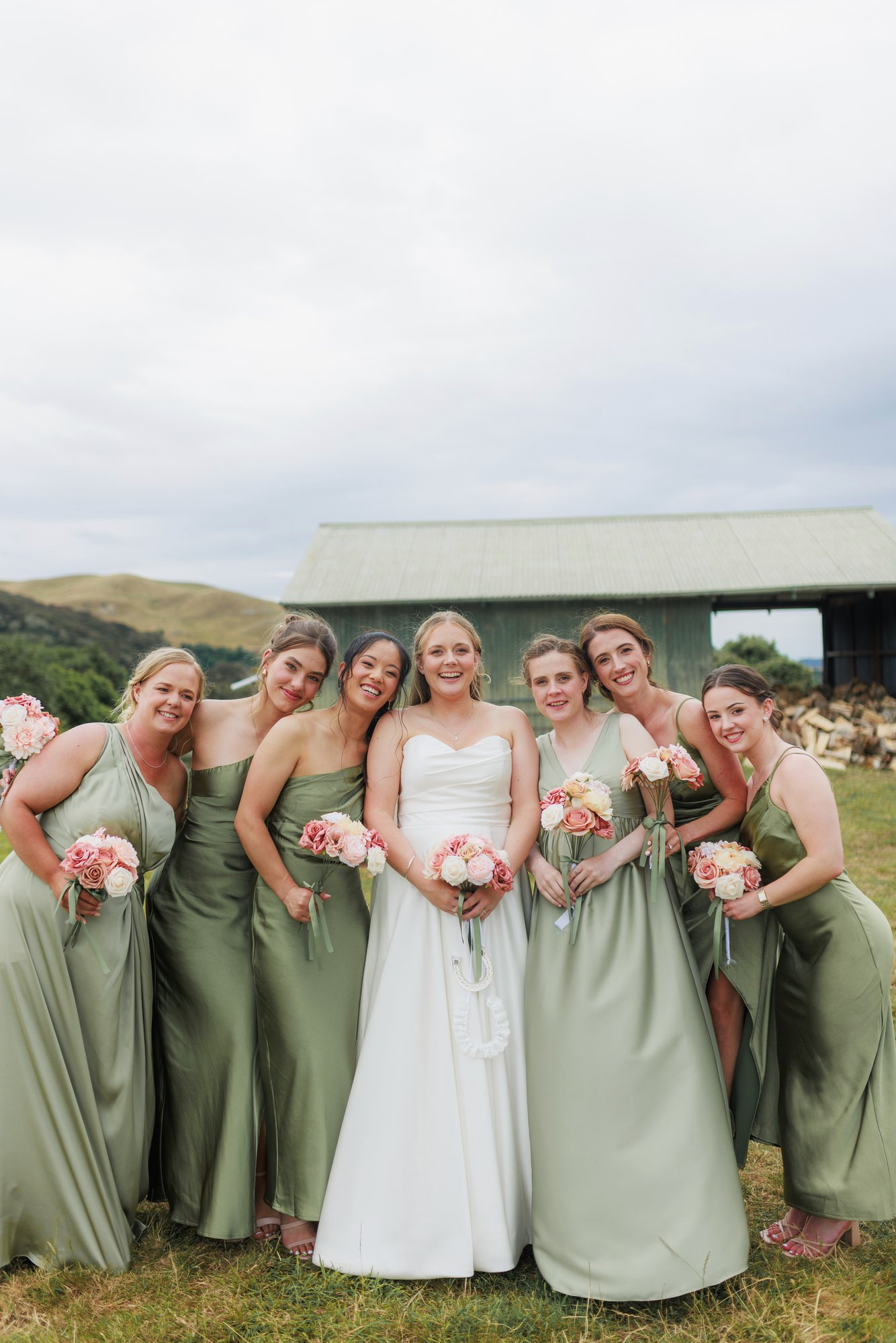 The bride with her bridesmaids