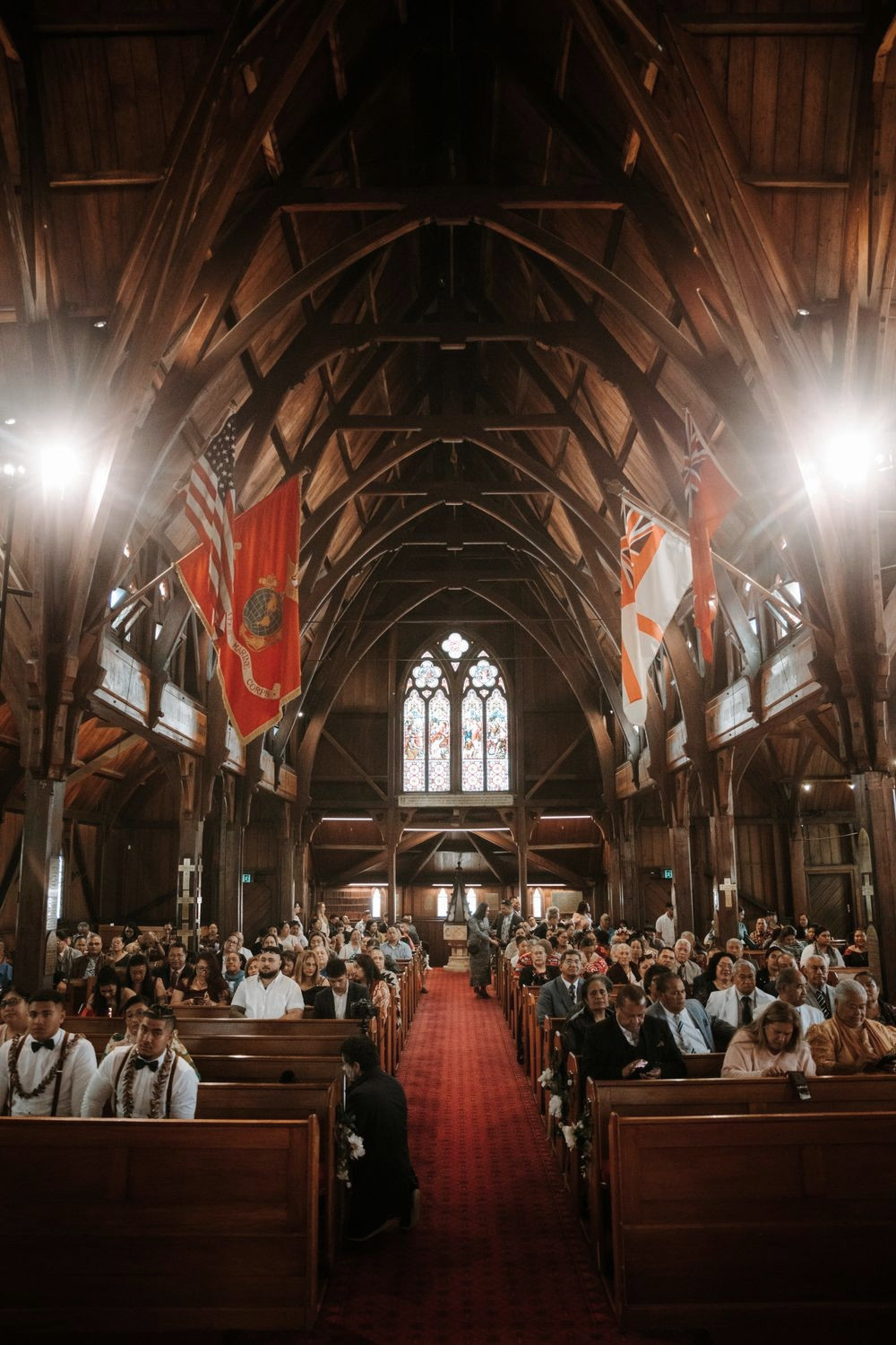 The aisle in a vaulted chapel