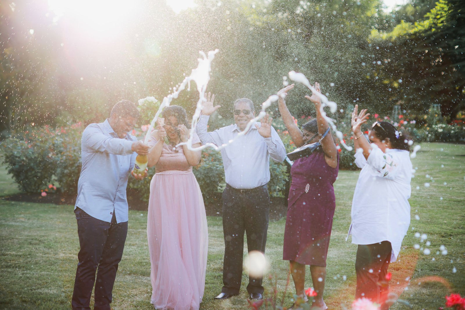 Confetti send-off with family