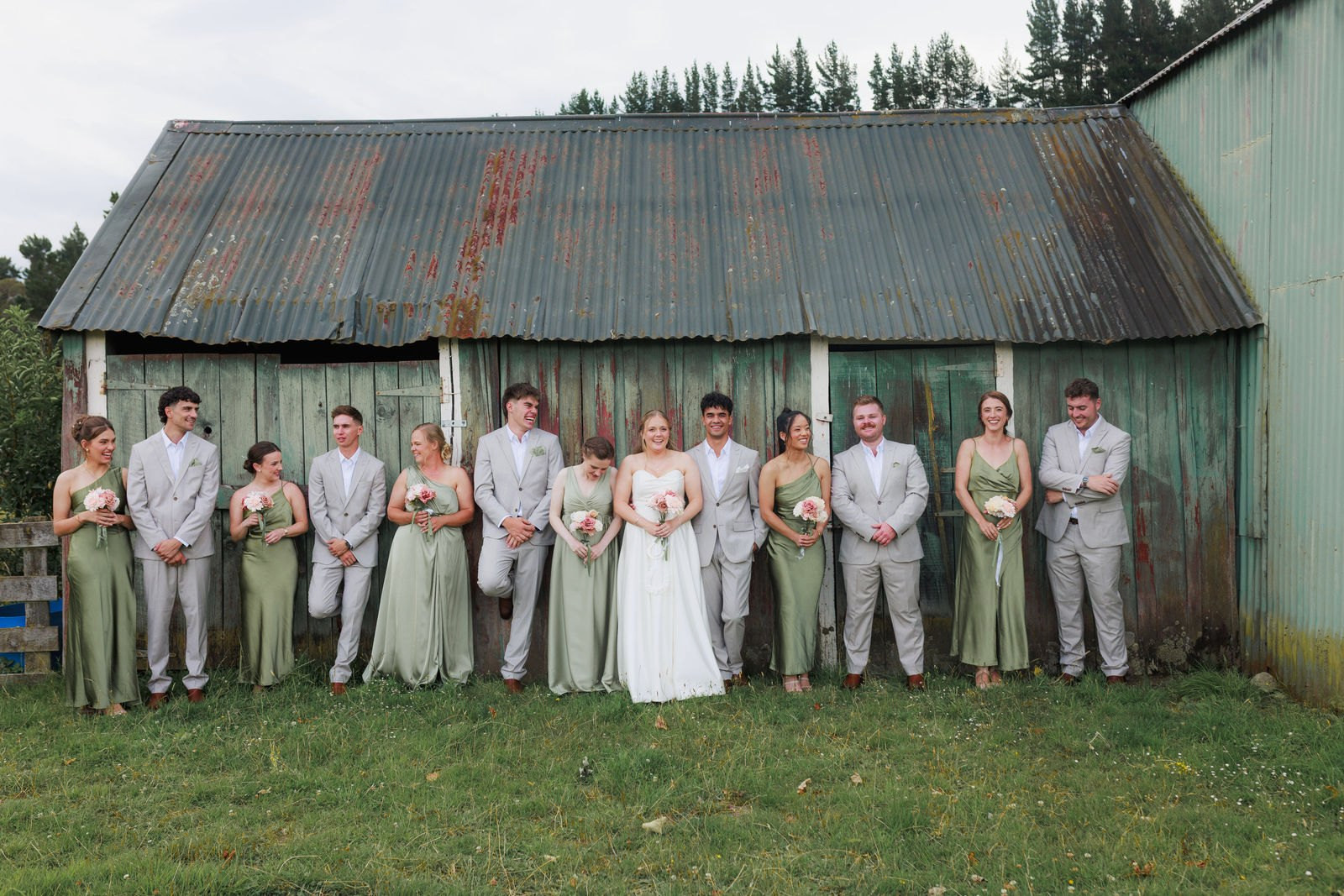 Wedding party walking