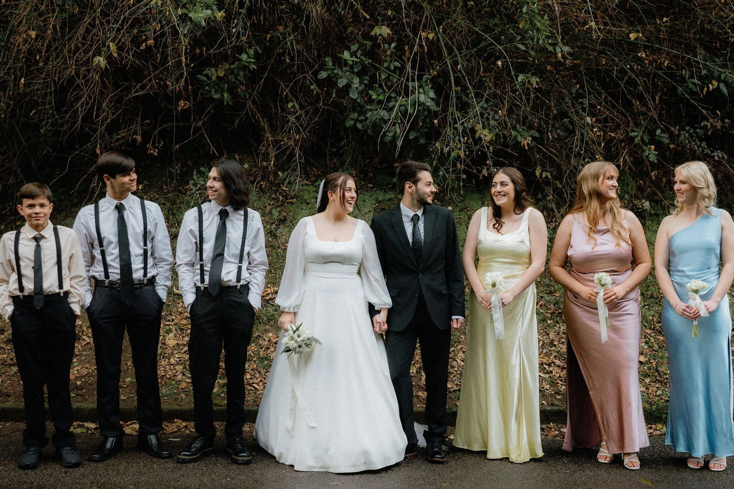 Wedding party laughing