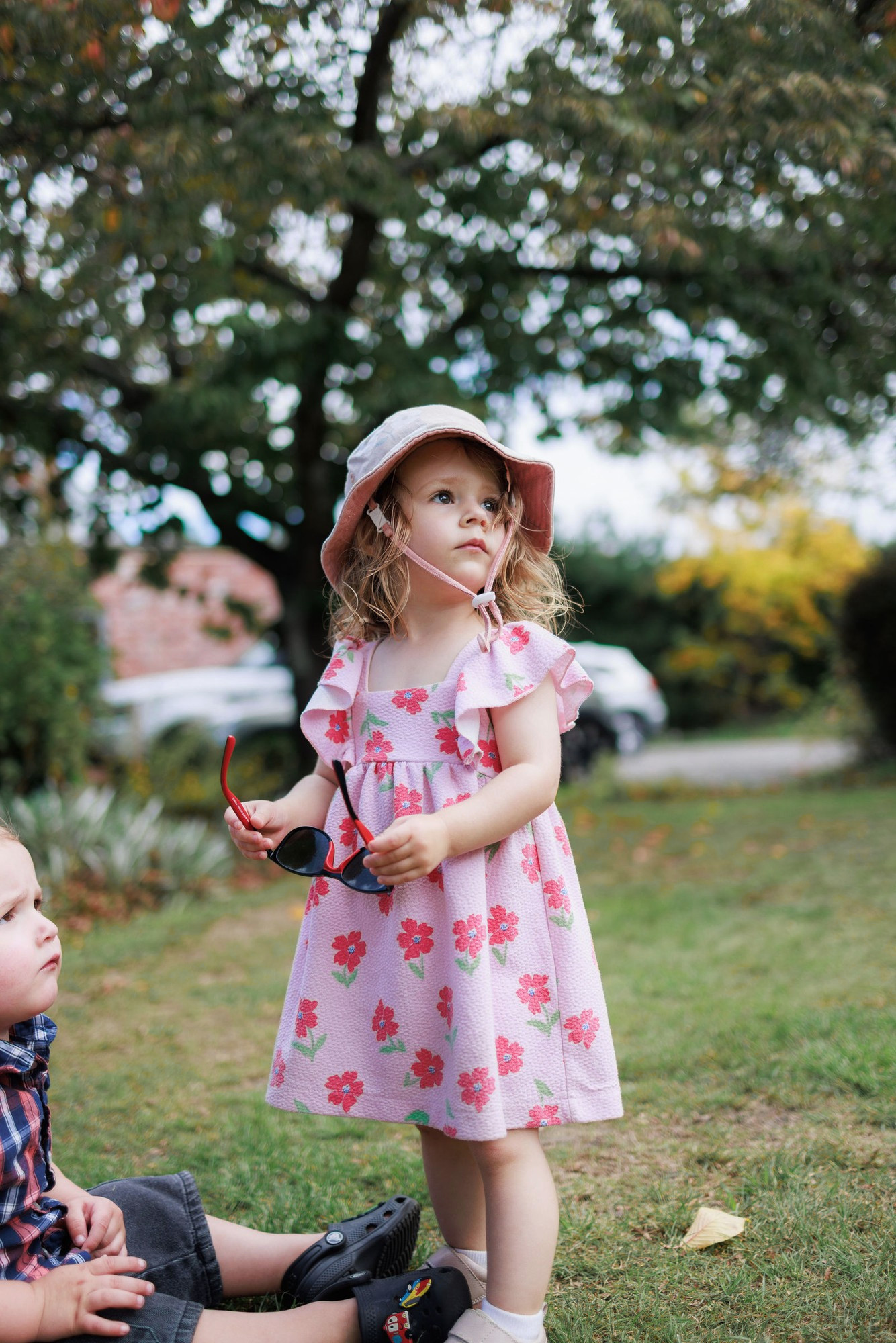 A flower girl in the garden