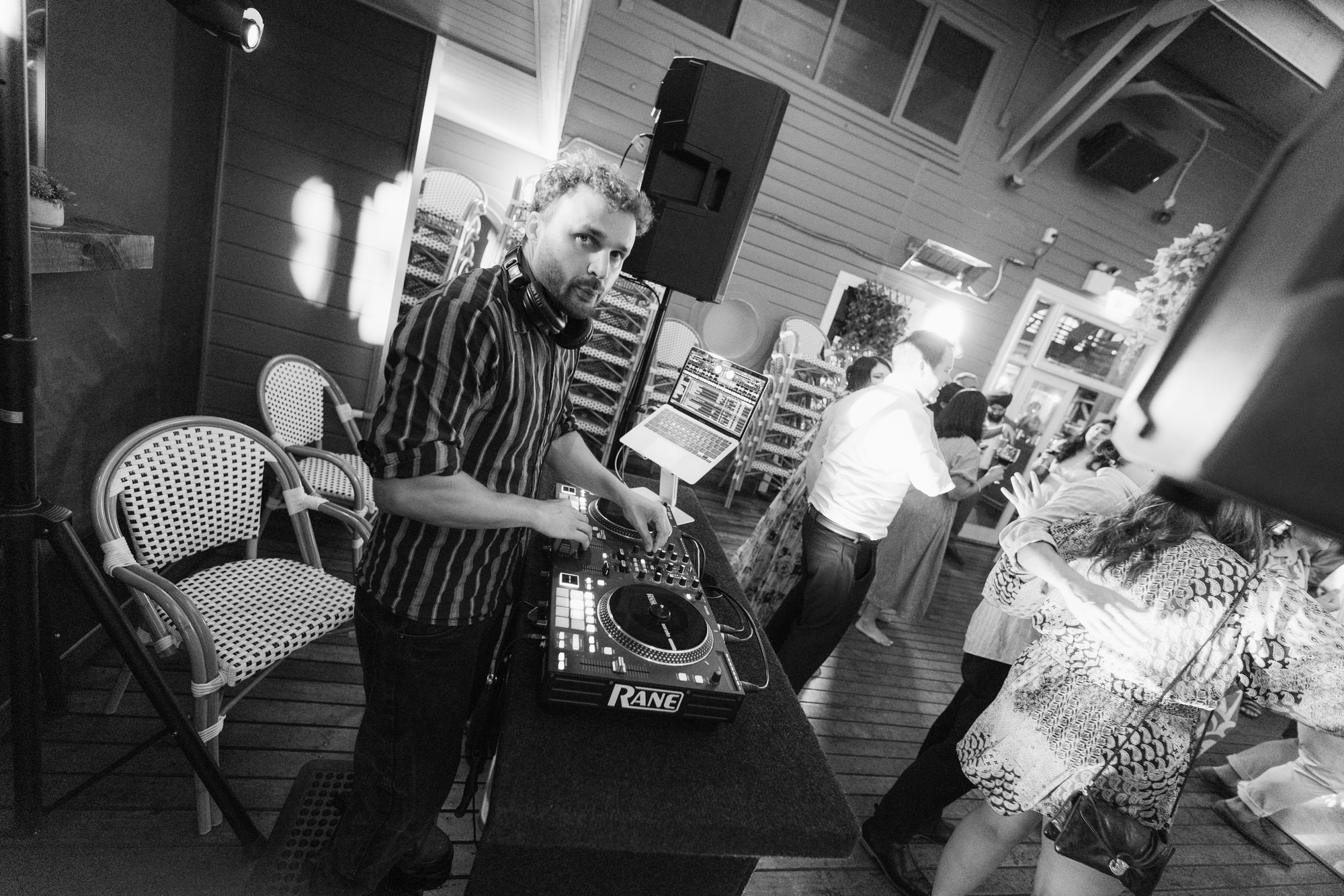 The DJ working the decks